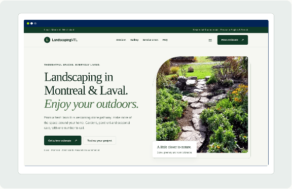 Landscaping Montreal homepage preview